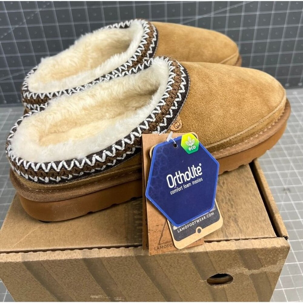 Lamo Women's Slip-on Slippers JULES Chestnut Leather Sz. 7 US 38 EU NEW~~EW2350 - Picture 3 of 15